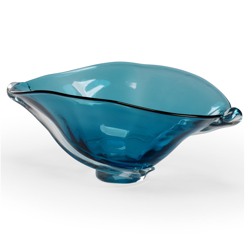 Wildwood Glass Abstract Bold Decorative Bowl in Blue Perigold